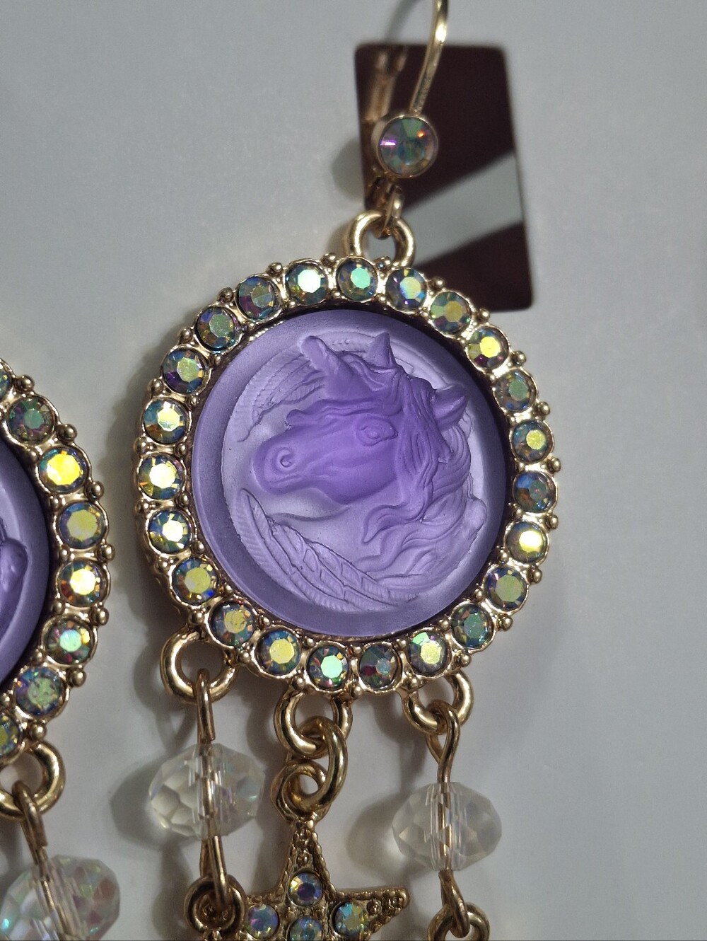 Kirks Folly Unicorn Crystal Drop Earrings - Picture 3 of 7